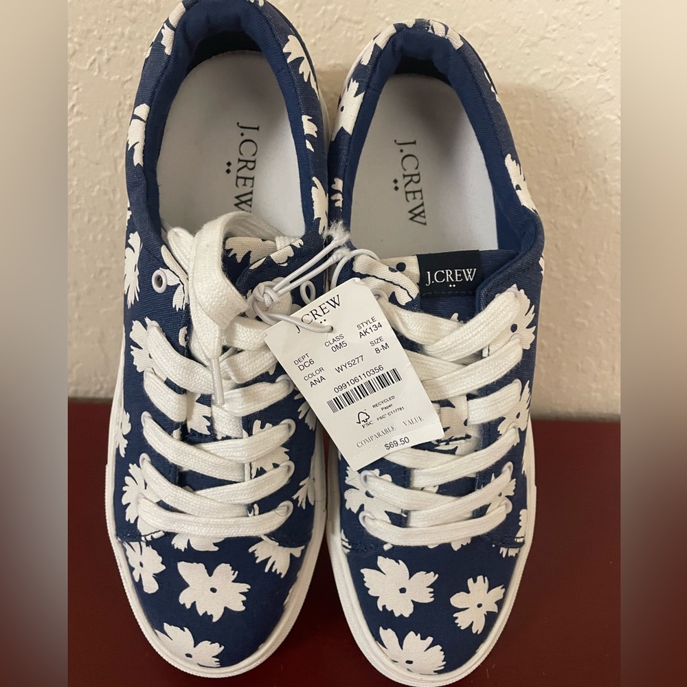 JCrew Navy Floral Canvas Sneaker - NWT - Sz. 8